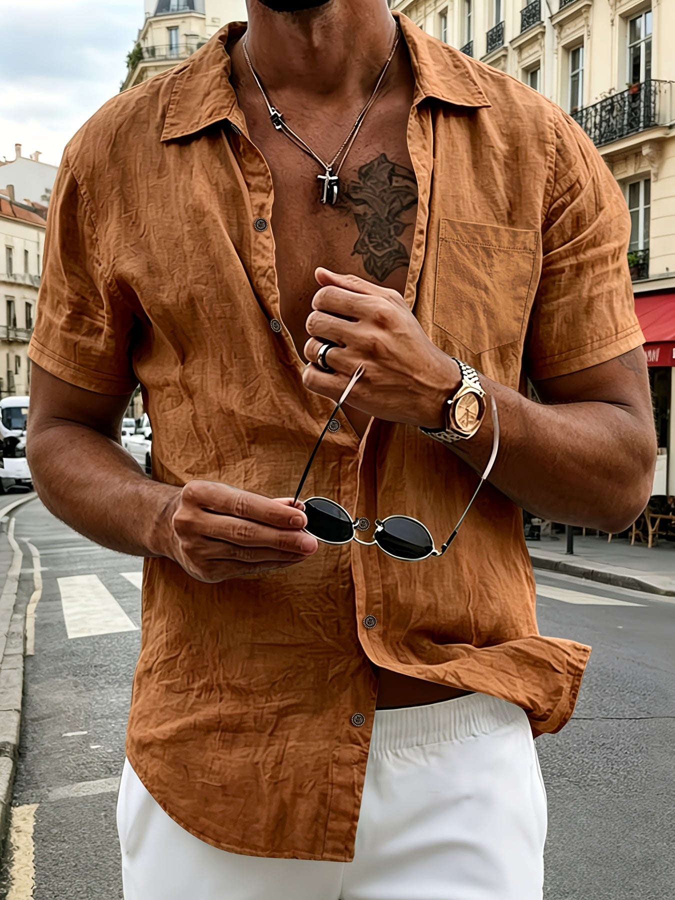 COTTON HENLEY SHIRT FOR MEN
