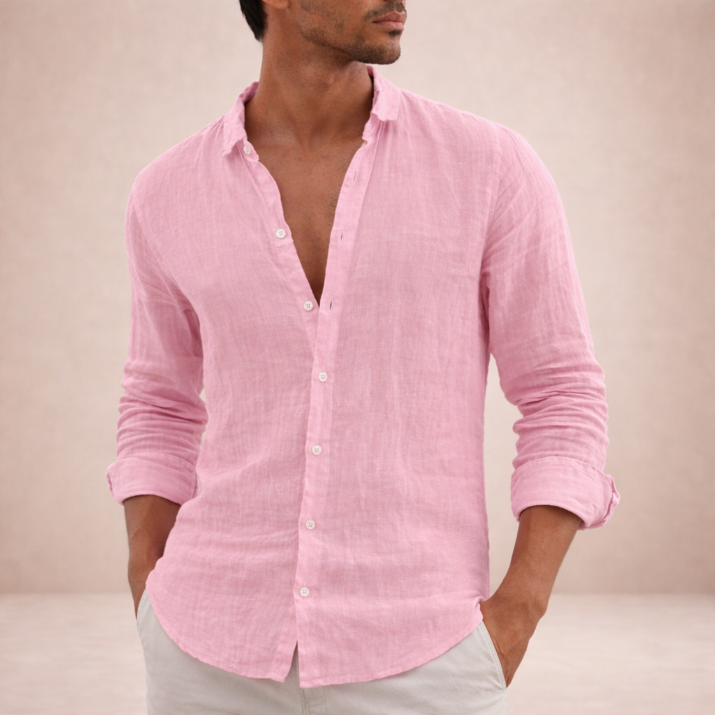 OPEN COLLAR COTTON SHIRT FOR MEN