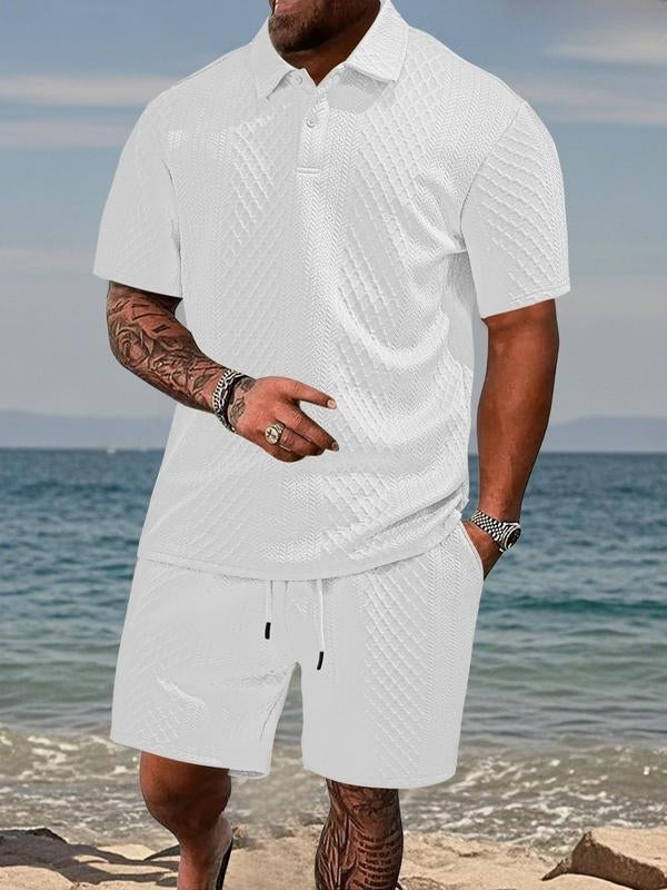 TEXTURED POLO SET FOR MEN