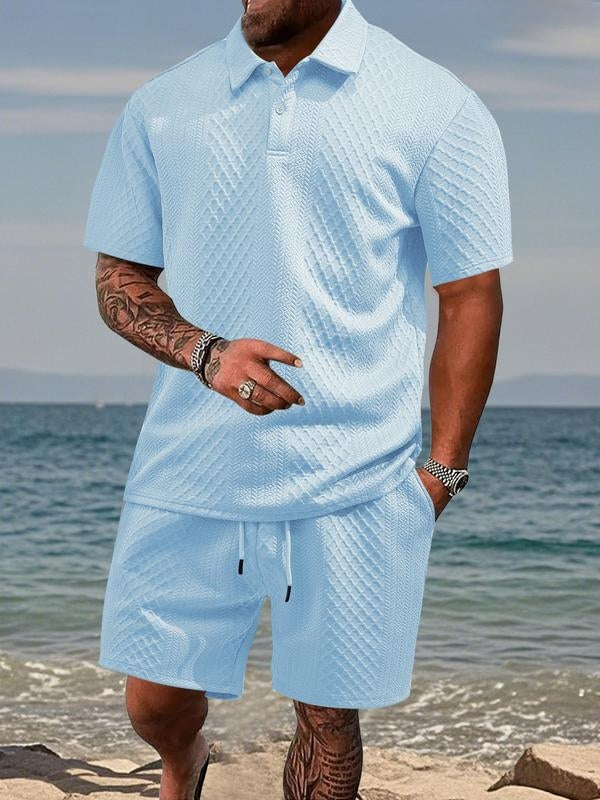 TEXTURED POLO SET FOR MEN