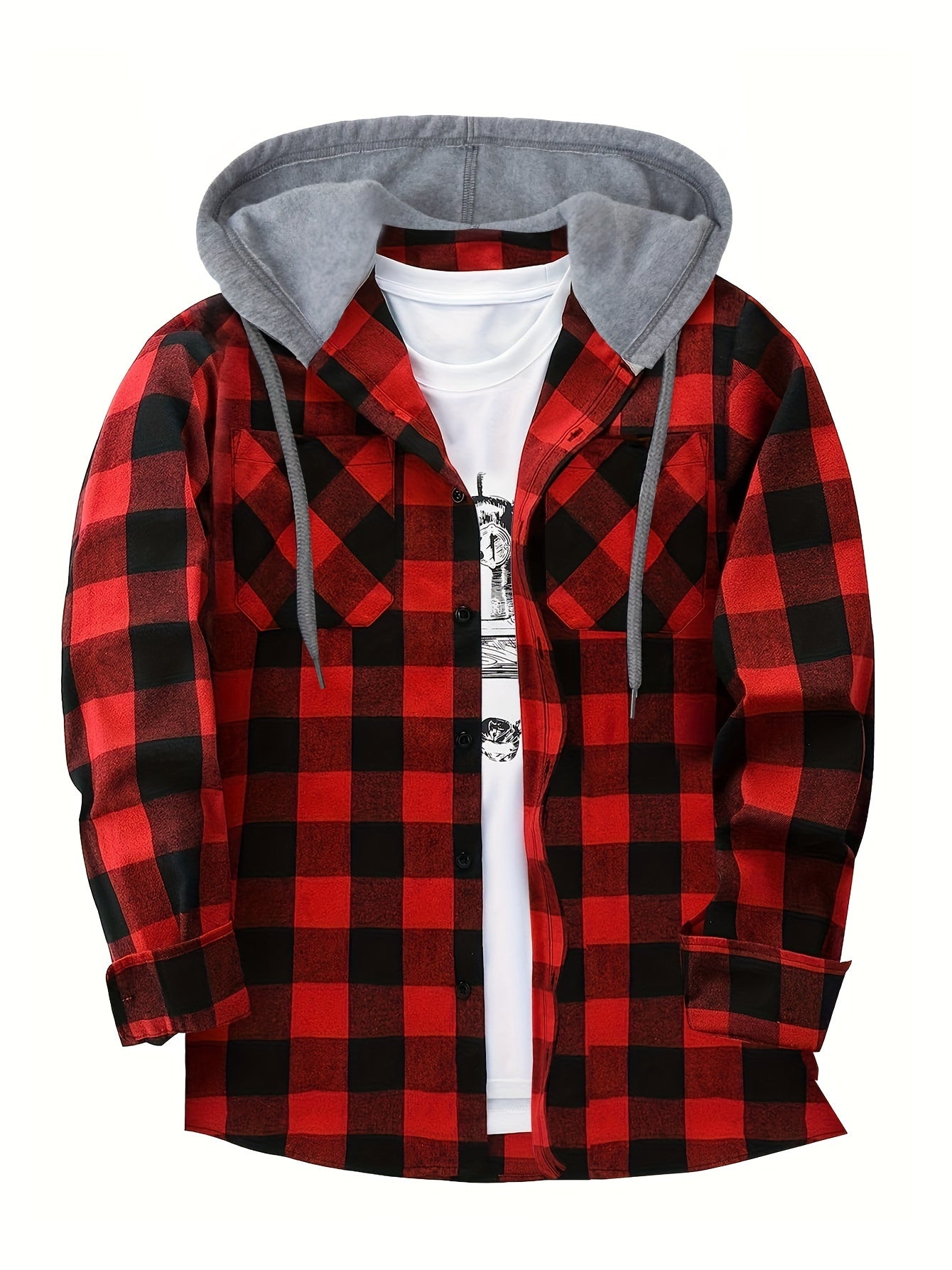 PLAID HOODED SHIRT FOR MEN
