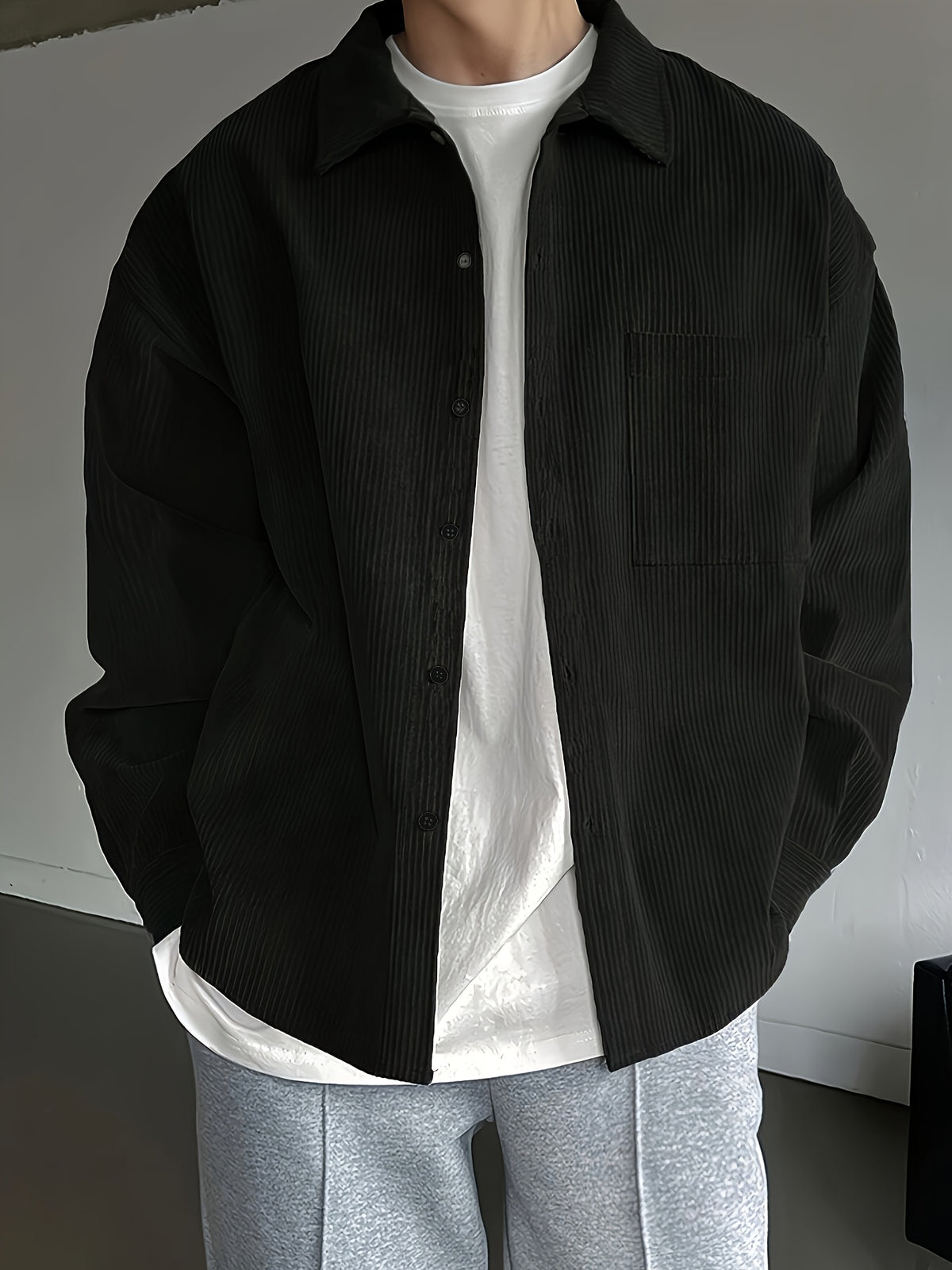 LOOSE LAPEL BUTTON SHIRT FOR MEN