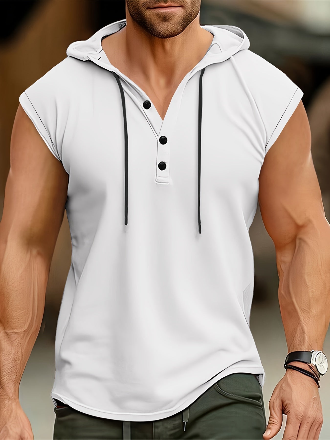 HOODED HENLEY SHIRT FOR MEN