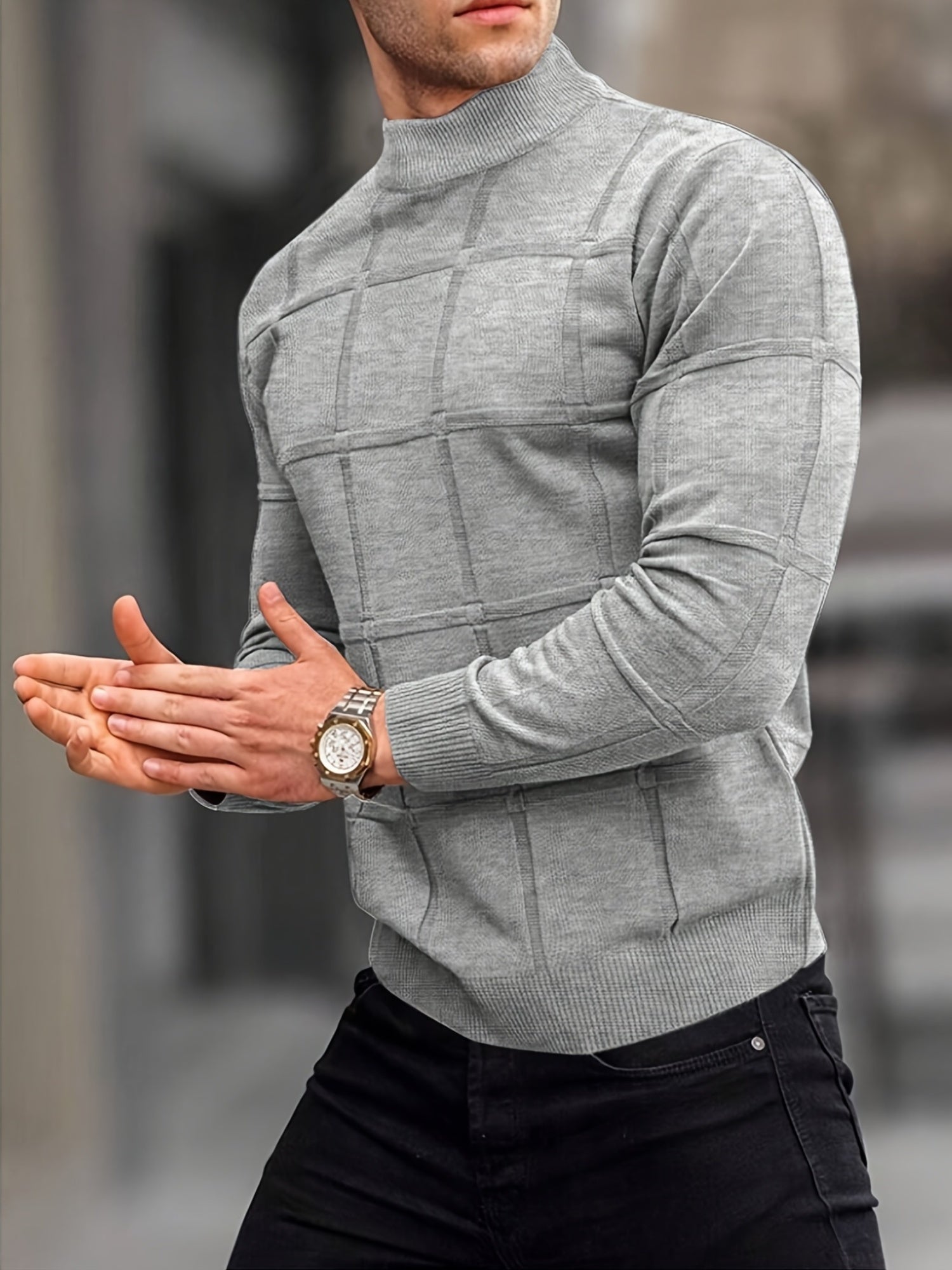 STAND COLLAR KNIT SWEATER FOR MEN