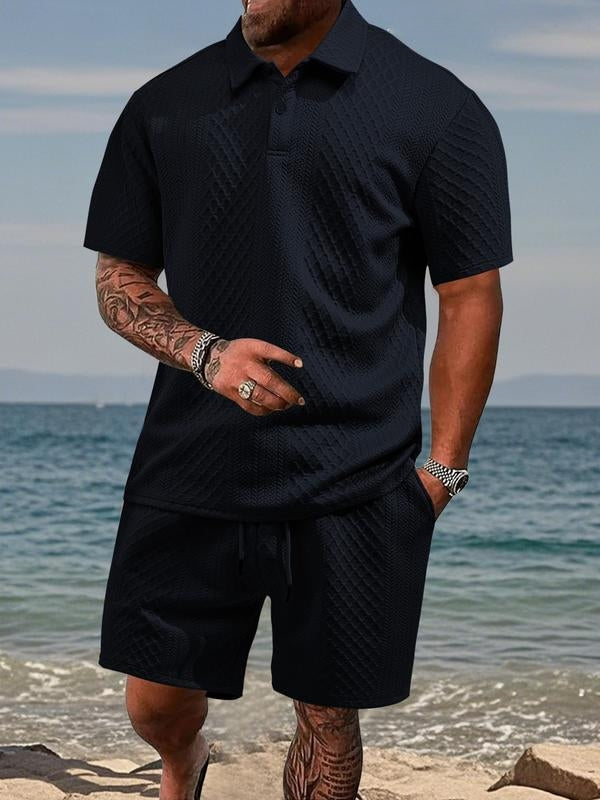 TEXTURED POLO SET FOR MEN
