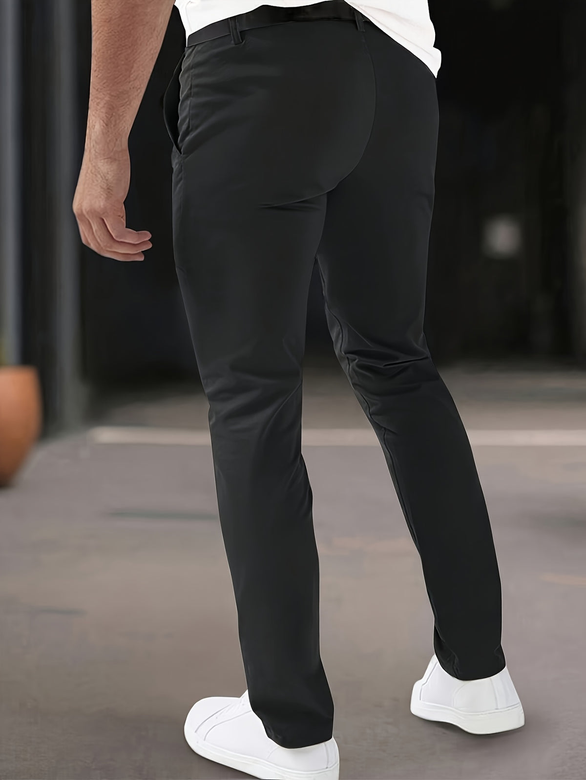 SOLID SLIM FIT TROUSERS FOR MEN