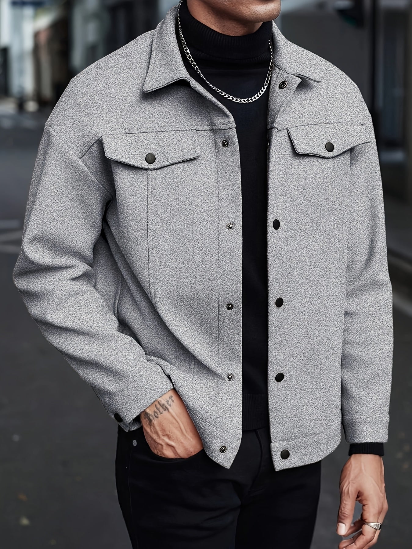 BUTTON-FRONT JACKET FOR MEN