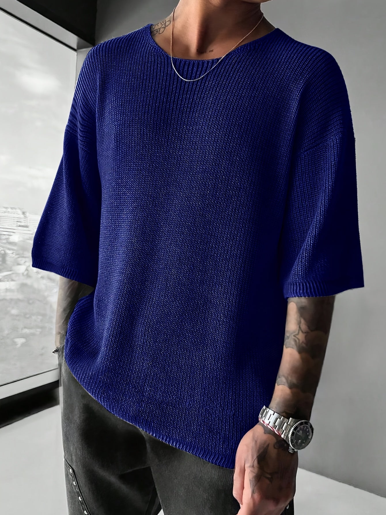 TEXTURED KNIT PULLOVER FOR MEN