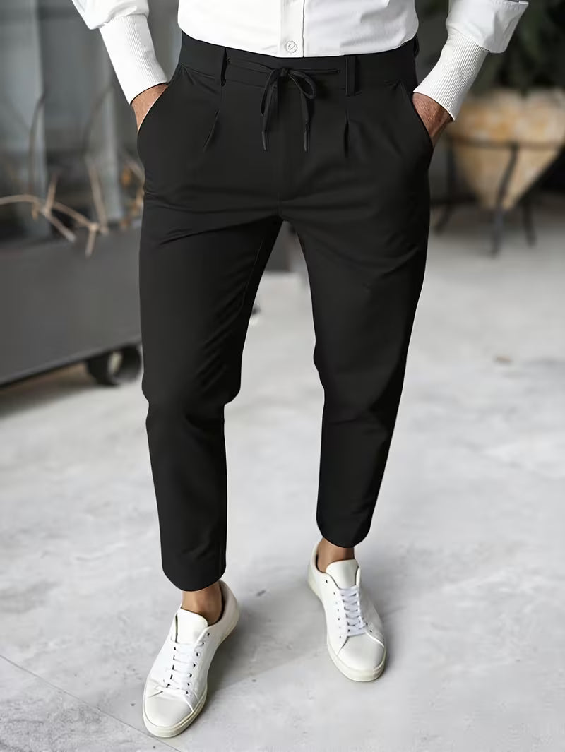 PLEATED TAPERED ANKLE TROUSERS FOR MEN