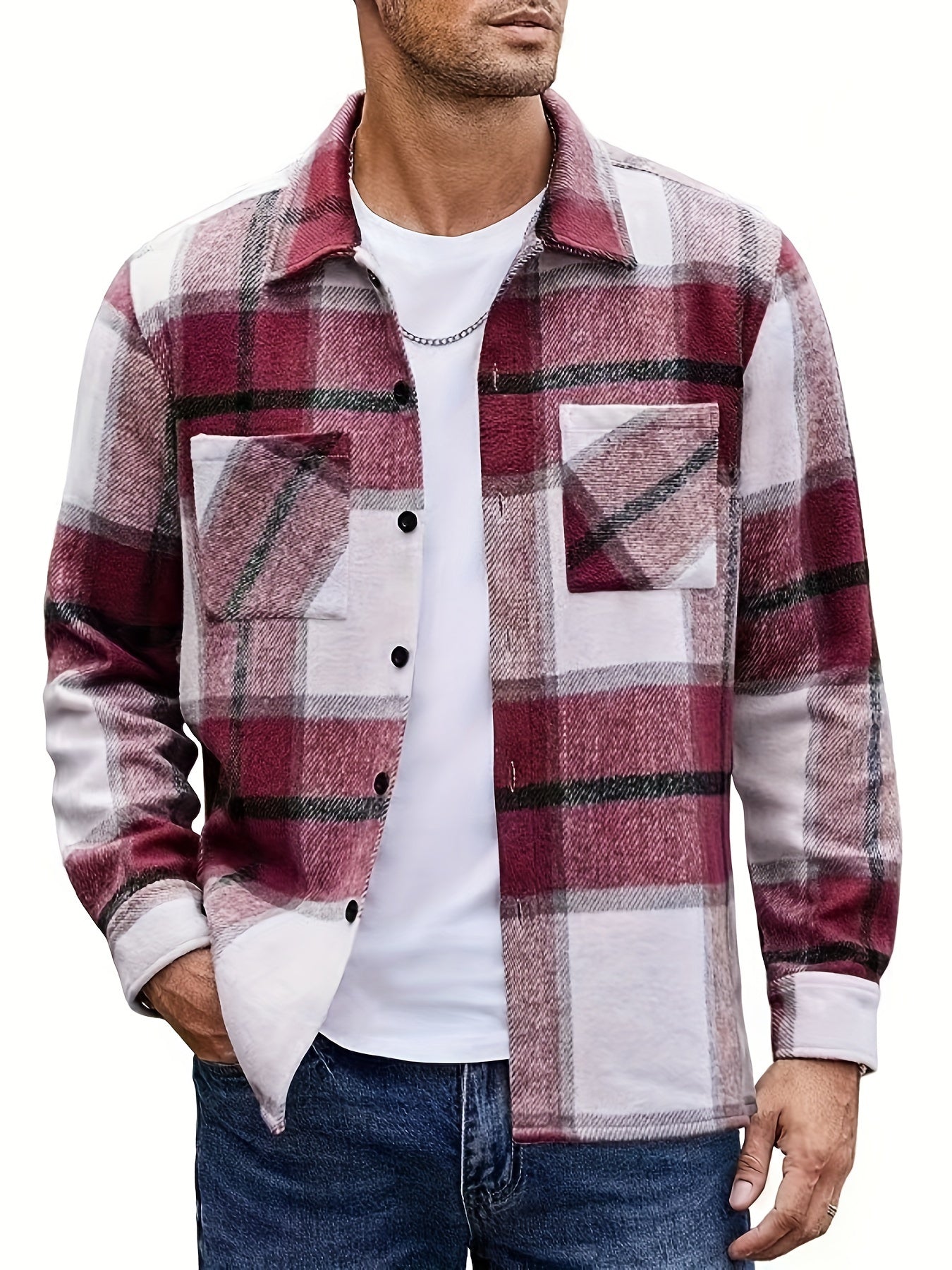 PLAID SHIRT JACKET FOR MEN