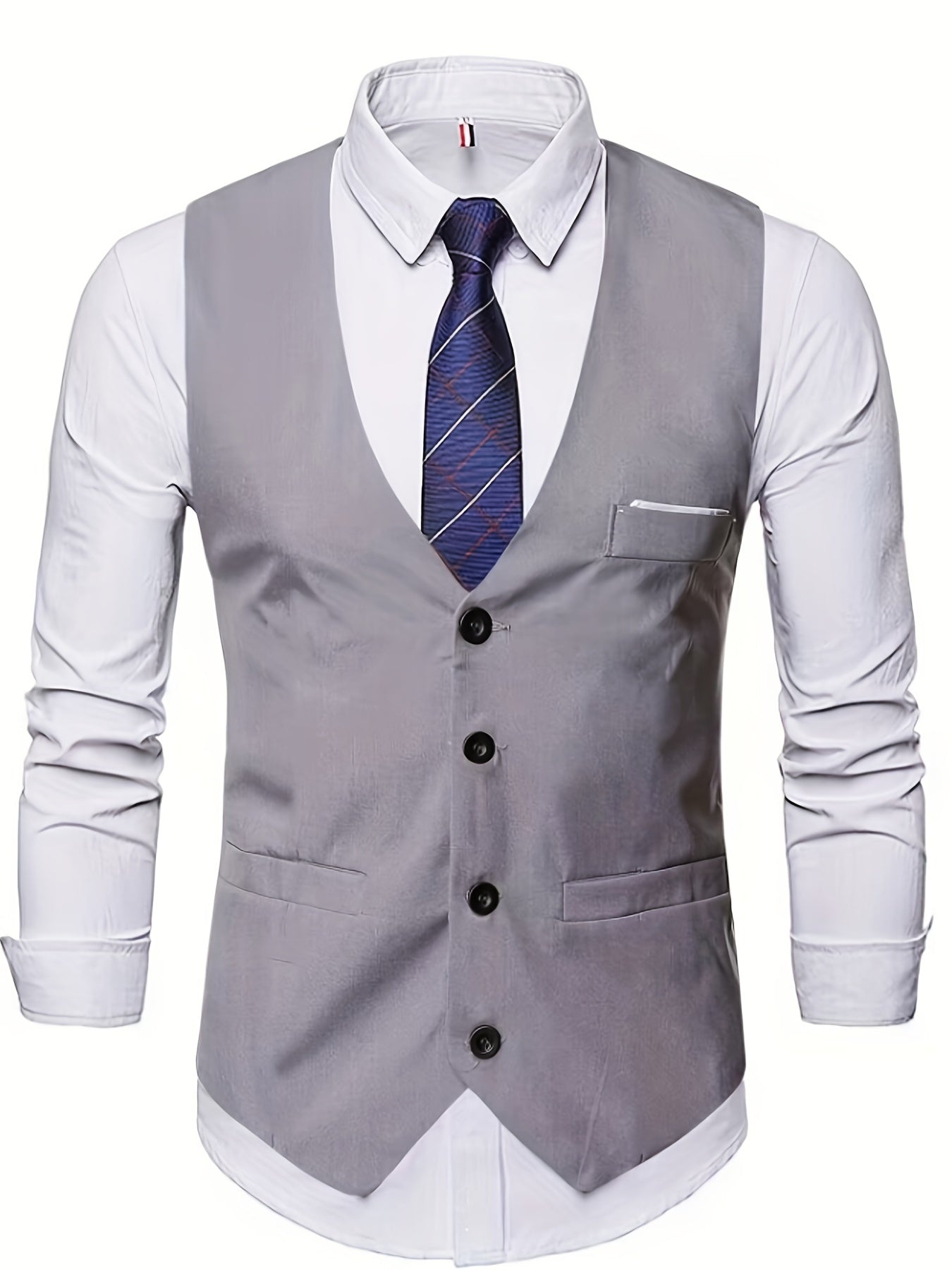 COLLARLESS POLYESTER VEST FOR MEN