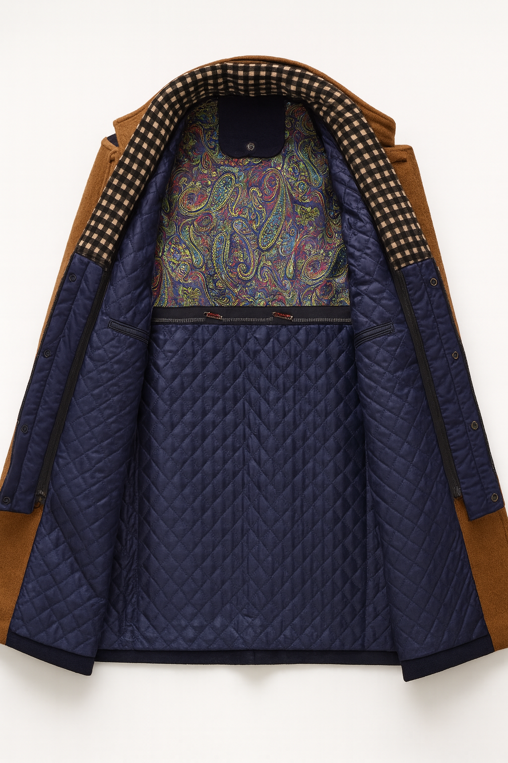 COLORBLOCK WOOL OVERCOAT FOR MEN