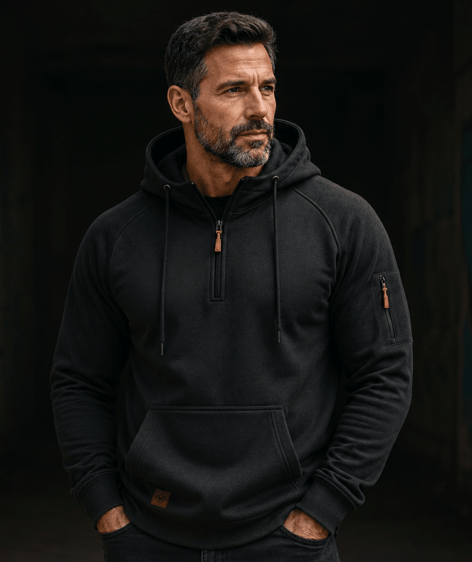 QUARTER ZIP HOODIE FOR MEN