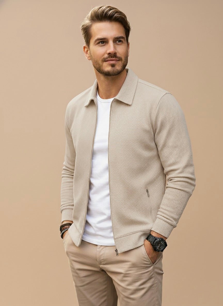 TEXTURED ZIP VEST FOR MEN
