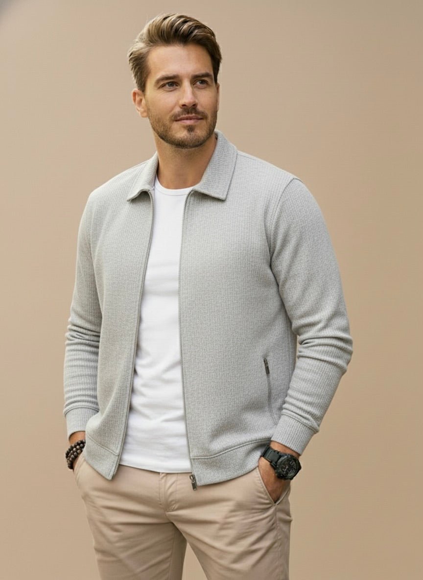 TEXTURED ZIP VEST FOR MEN