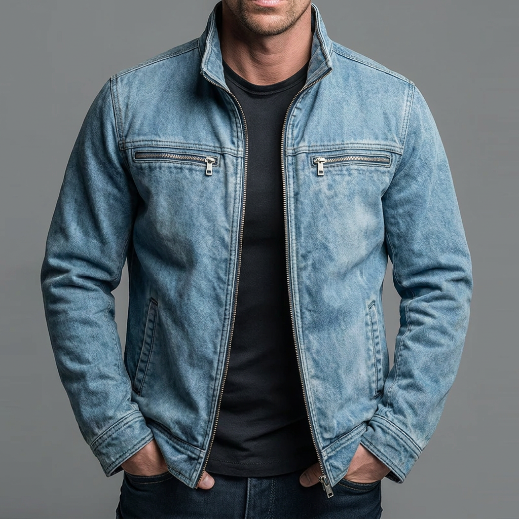 VINTAGE WASHED COTTON JACKET FOR MEN