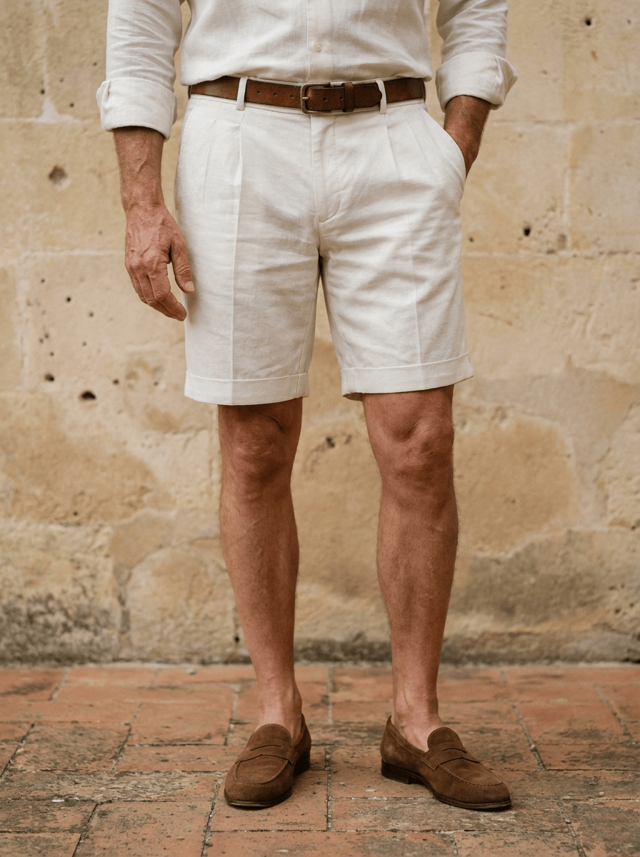 PLEATED SHORT TROUSERS FOR MEN