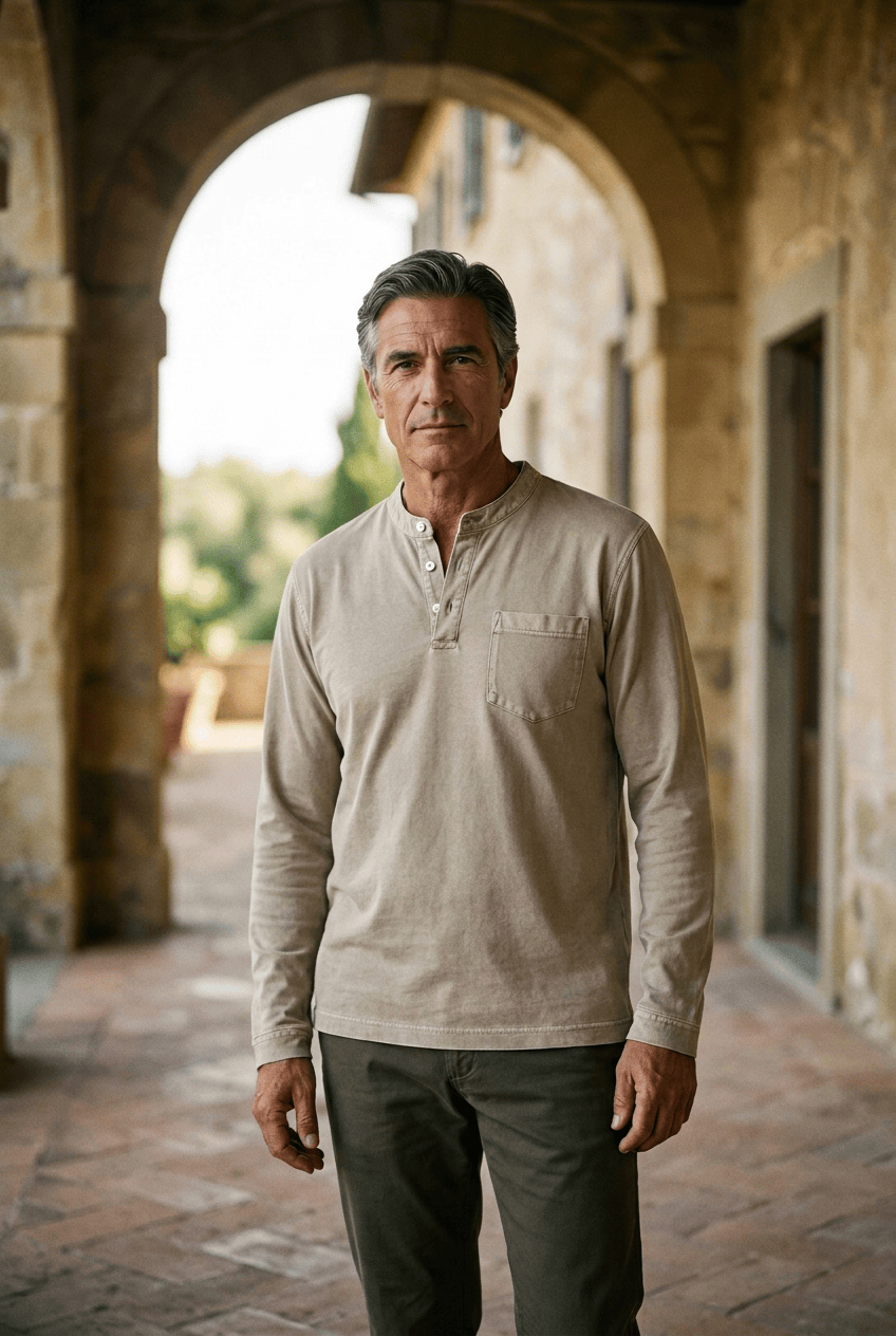 GARMENT WASHED SHIRT FOR MEN