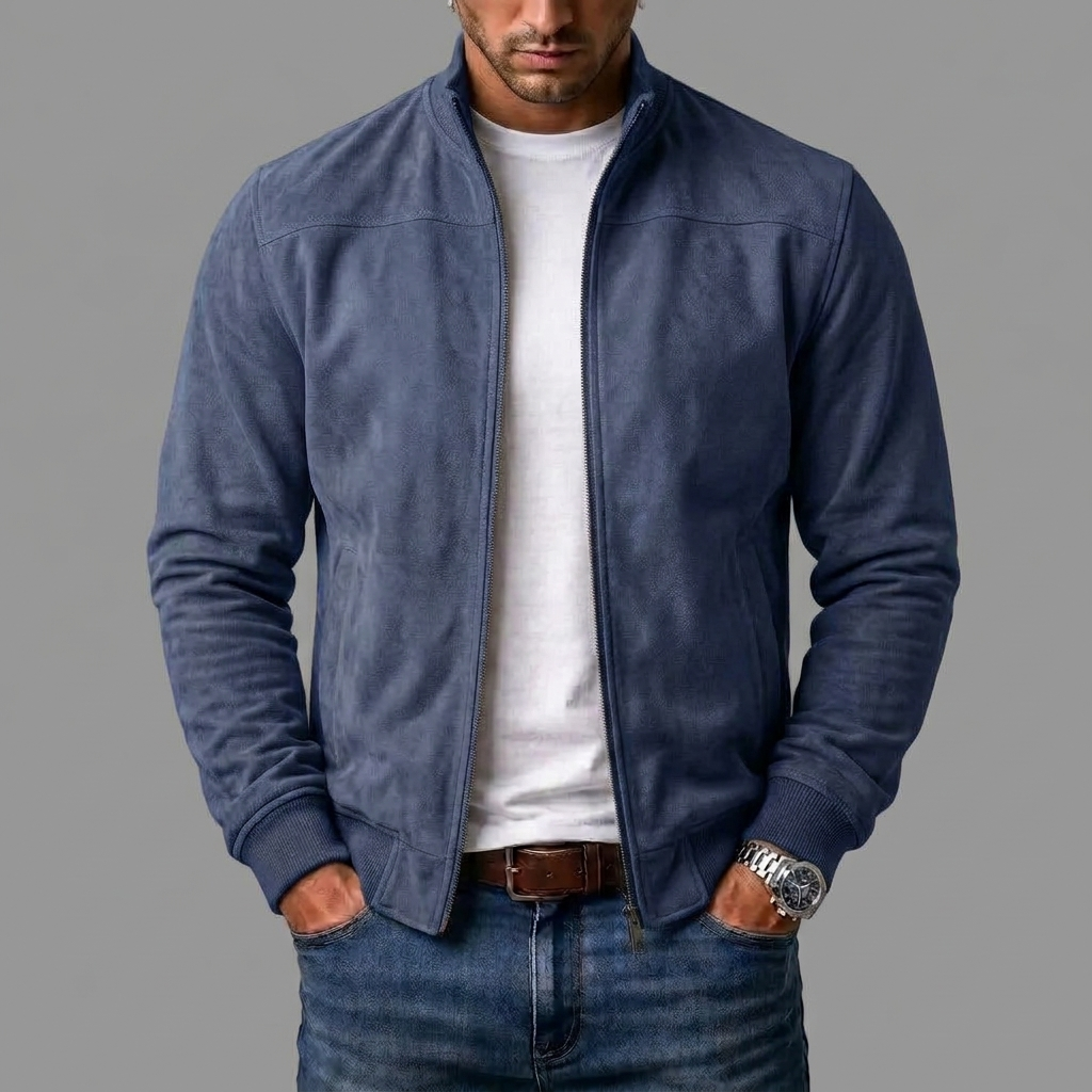 SUEDE RIBBED BOMBER JACKET FOR MEN