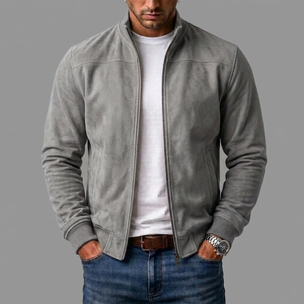 SUEDE RIBBED BOMBER JACKET FOR MEN