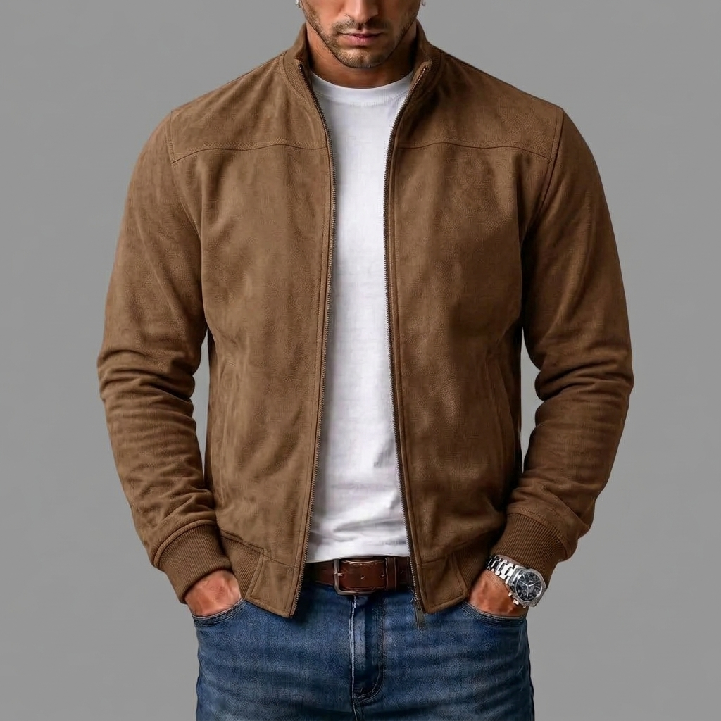 SUEDE RIBBED BOMBER JACKET FOR MEN