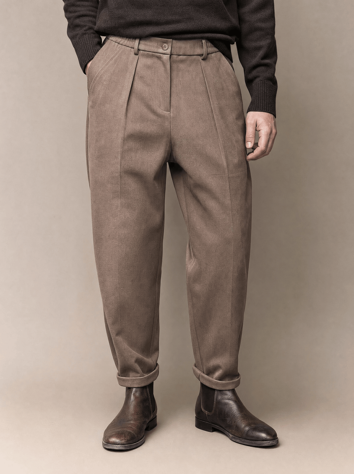 TAPERED WOOL BLEND TROUSERS FOR MEN