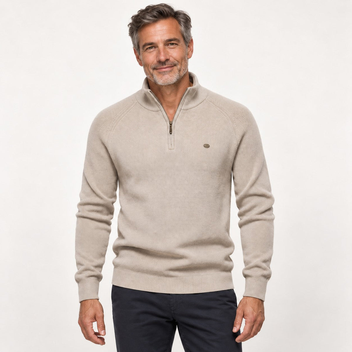TEXTURED COTTON SWEATER FOR MEN