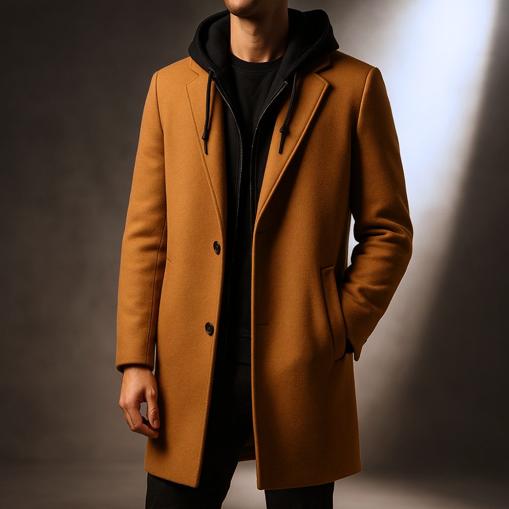 WENTWORTH LONDON | WOOL HOODED COAT FOR MEN