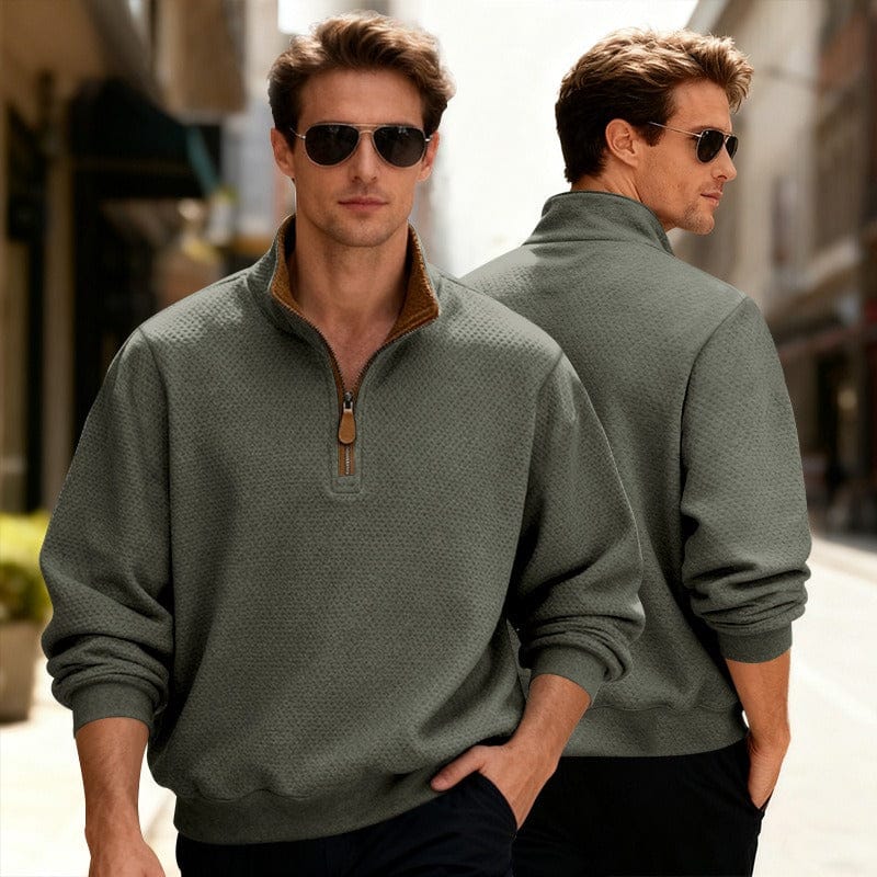 WENTWORTH LONDON | TEXTURED ZIPPER PULLOVER FOR MEN