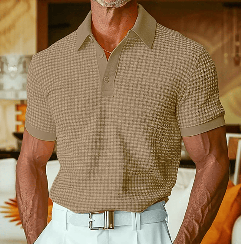 CHECKED TEXTURED POLO FOR MEN