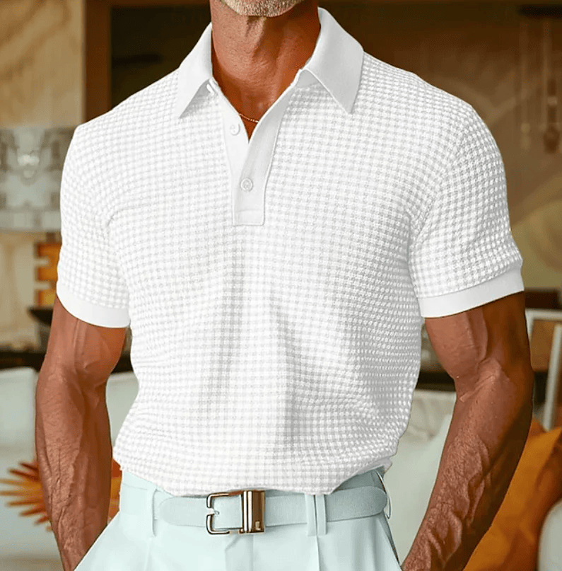 CHECKED TEXTURED POLO FOR MEN