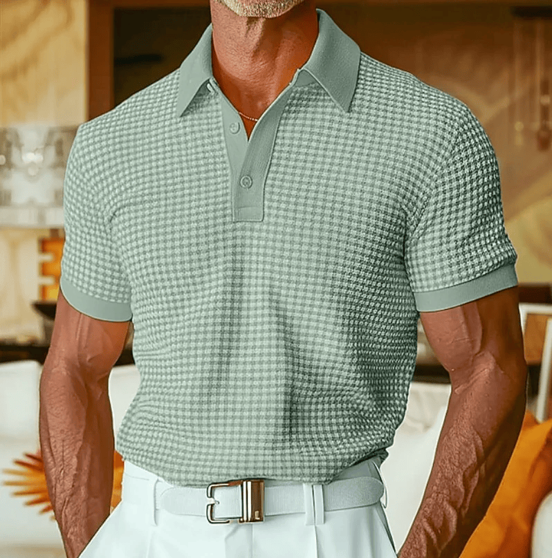 CHECKED TEXTURED POLO FOR MEN