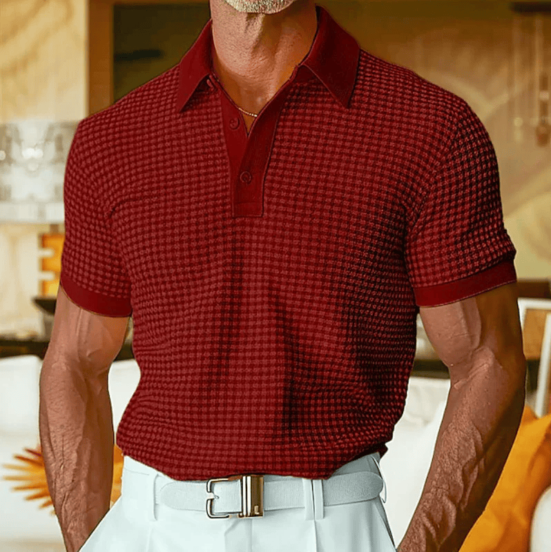 CHECKED TEXTURED POLO FOR MEN