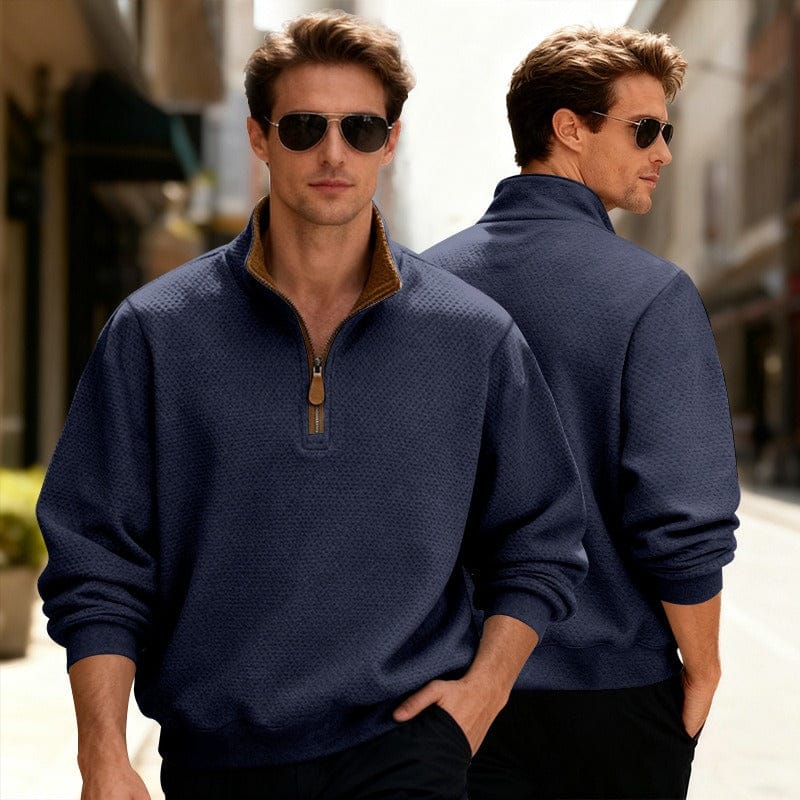 WENTWORTH LONDON | TEXTURED ZIPPER PULLOVER FOR MEN