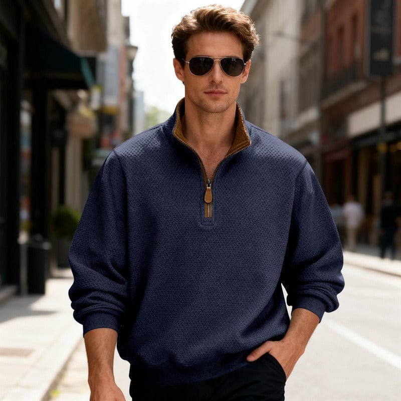 WENTWORTH LONDON | TEXTURED ZIPPER PULLOVER FOR MEN