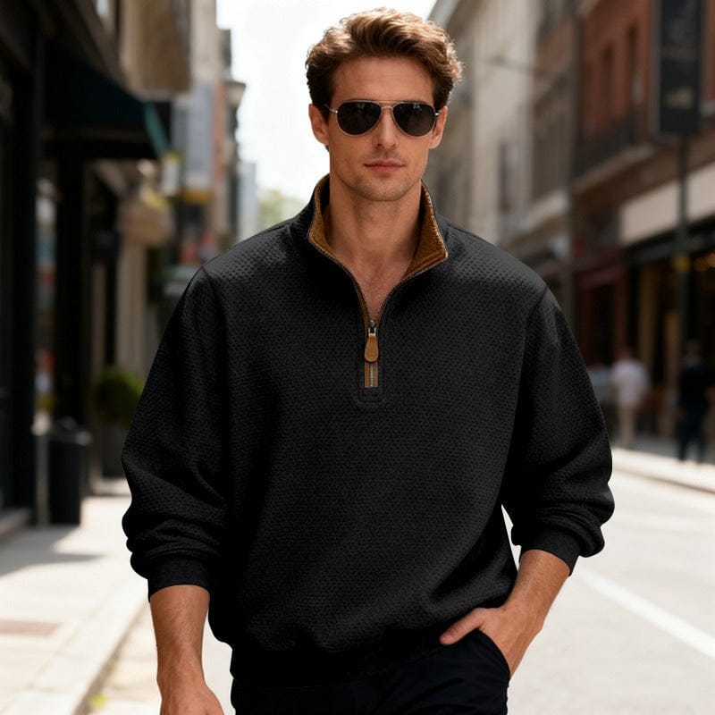 WENTWORTH LONDON | TEXTURED ZIPPER PULLOVER FOR MEN