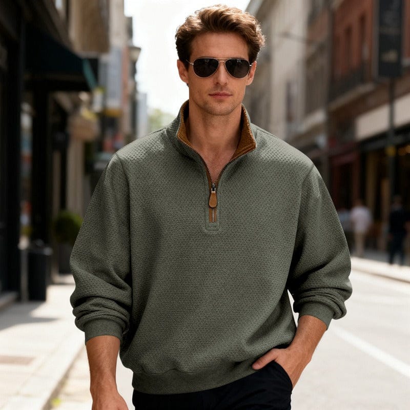 WENTWORTH LONDON | TEXTURED ZIPPER PULLOVER FOR MEN