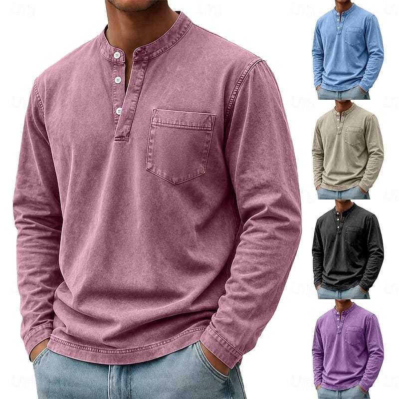GARMENT WASHED SHIRT FOR MEN