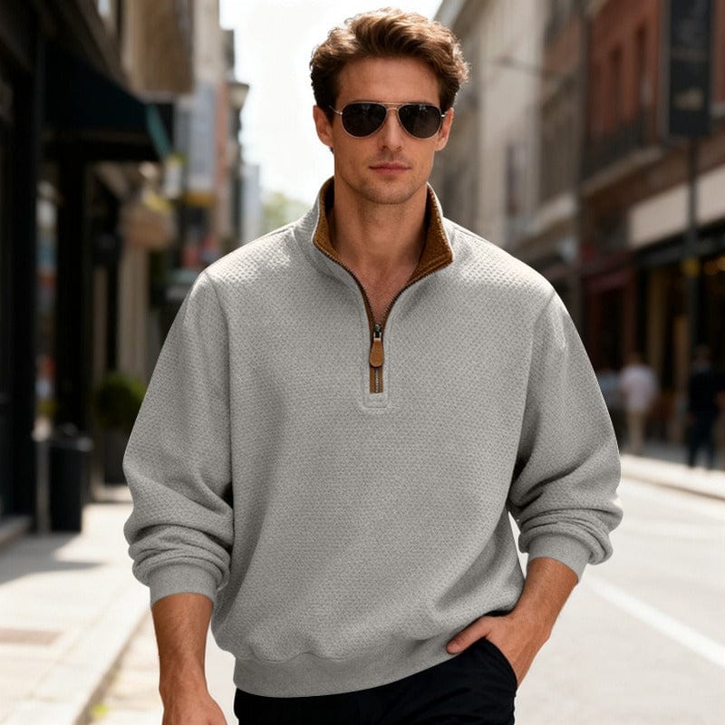 WENTWORTH LONDON | TEXTURED ZIPPER PULLOVER FOR MEN