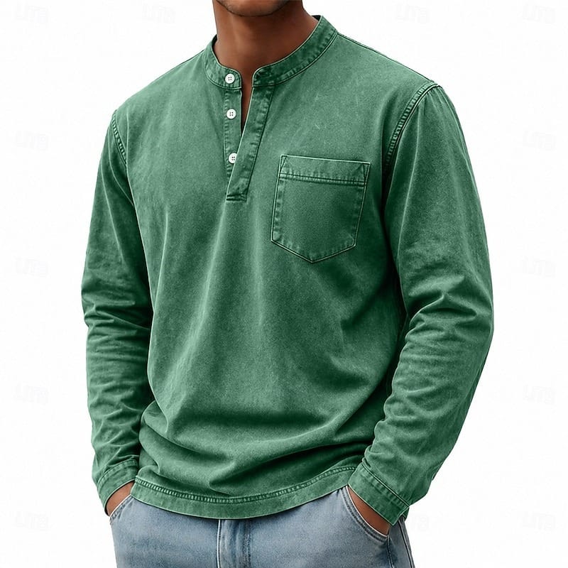 GARMENT WASHED SHIRT FOR MEN