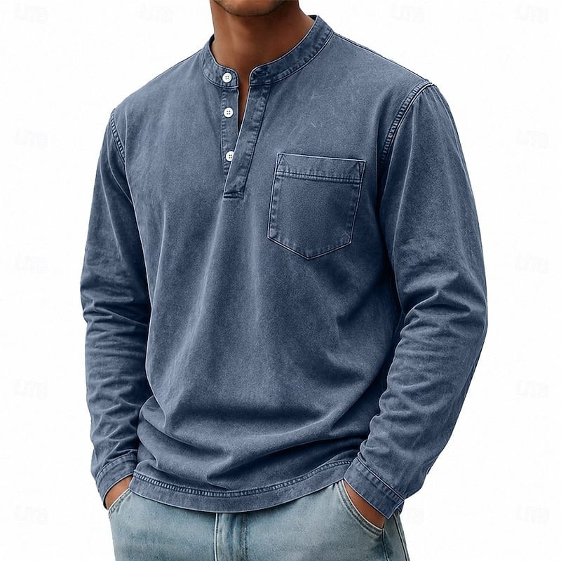 GARMENT WASHED SHIRT FOR MEN