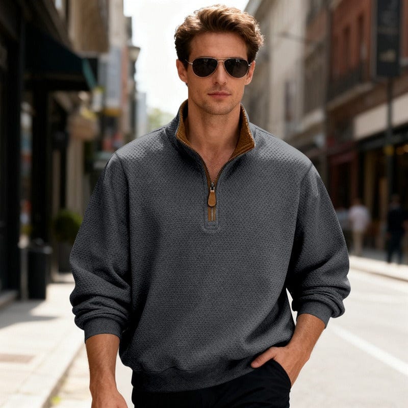 WENTWORTH LONDON | TEXTURED ZIPPER PULLOVER FOR MEN