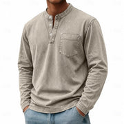 LONG SLEEVE COTTON HENLEY FOR MEN