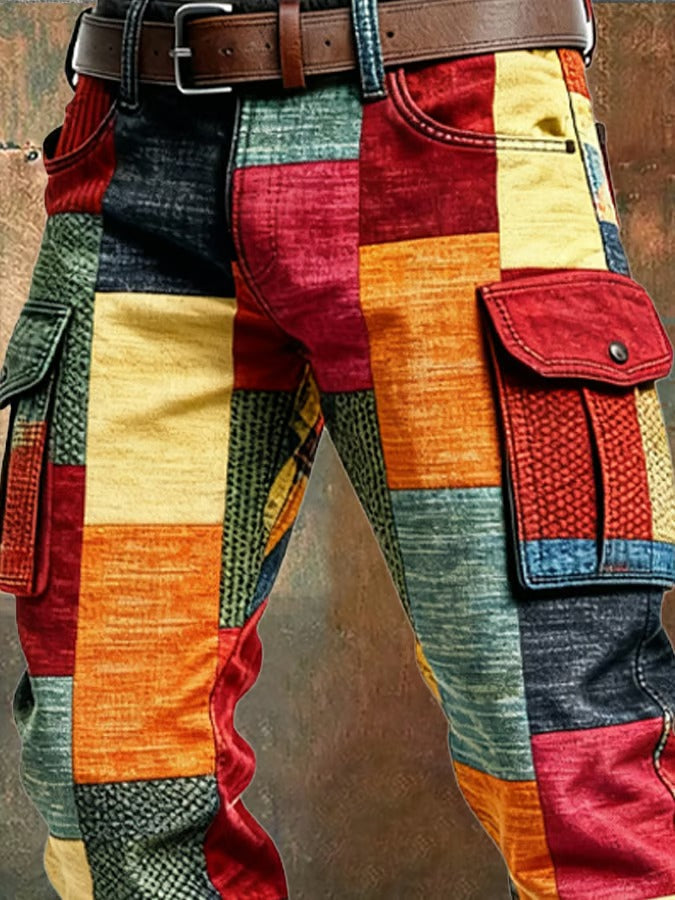 WENTWORTH LONDON | PATCHWORK CARGO TROUSERS FOR MEN