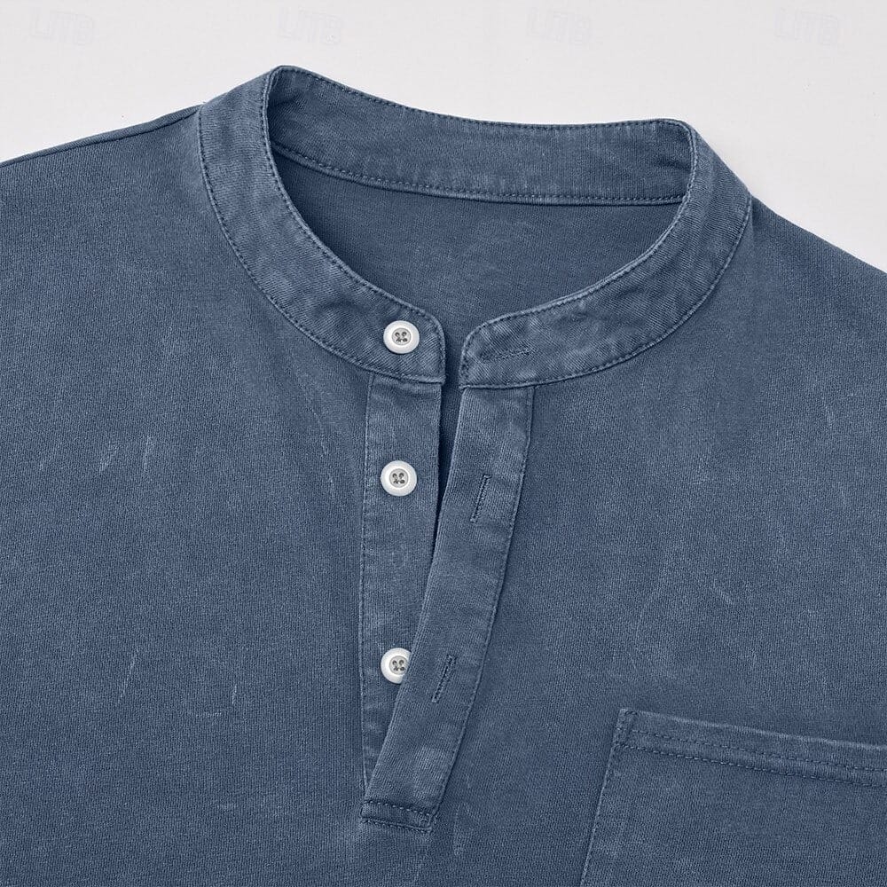 LONG SLEEVE COTTON HENLEY FOR MEN