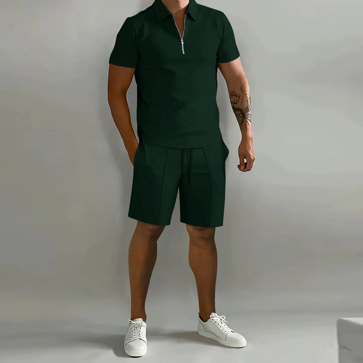 ZIP POLO SHORTS SET FOR MEN