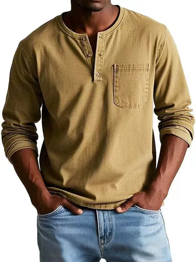 VINTAGE HENLEY SHIRT FOR MEN