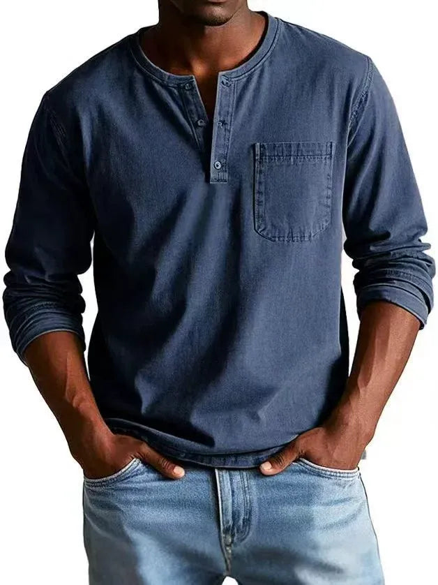 VINTAGE HENLEY SHIRT FOR MEN