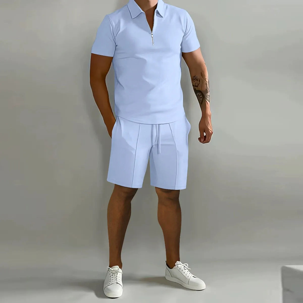 ZIP POLO SHORTS SET FOR MEN