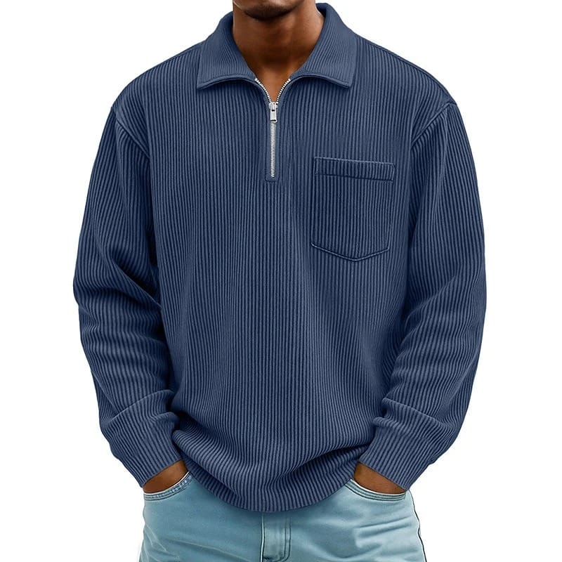 HALF ZIP CHEST POCKET SWEATER FOR MEN